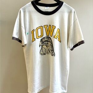 Iowa Hawkeyes VTG 80s Champion ringer t-shirt XL FITS L Made in USA